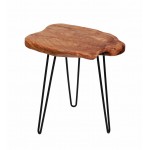 Side table, the end of the couch ANGELE in metal and wood of cedar (natural)