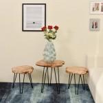 End table, end table ELISE metal and cedar wood (natural)