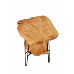 Side table double trays, side table MYRIAMME metal and cedar wood (natural)