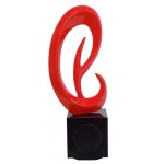 Statue decorative sculpture design pregnant Bluetooth LISTENING in resin (Red)
