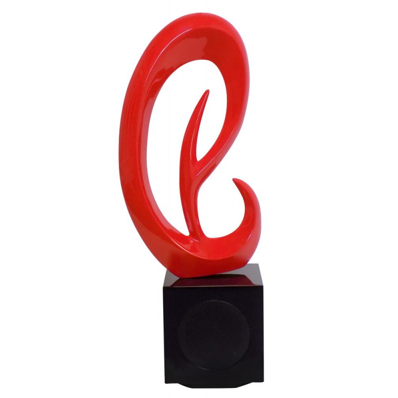 Diseño de escultura decorativa de la estatua embarazada Bluetooth LISTENING en resina (Rojo) - image 42923
