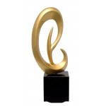 Statua disegno scultura decorativa incinta Bluetooth LISTENING in resina (Golden)