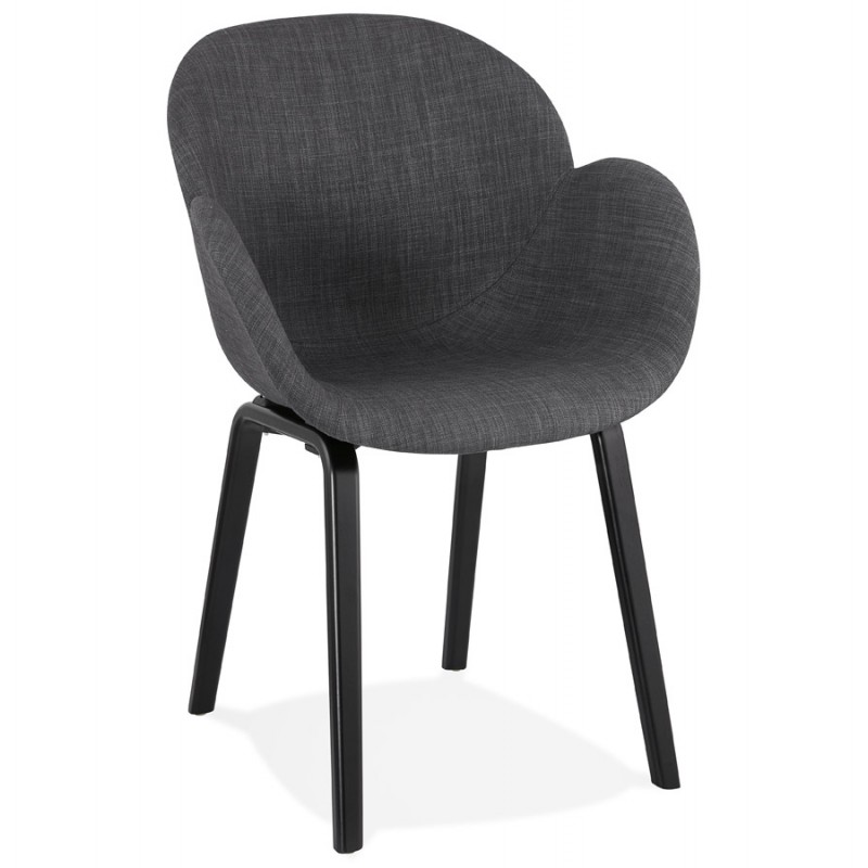 Sedia di design scandinava con braccioli CALLA in tessuto nero per piedi (grigio antracite) - image 43120