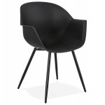 Chaise design scandinave avec accoudoirs COLZA en polypropylène (noir)