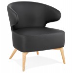 YASUO design chair in polyurethane feet wood natural color (black)
