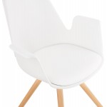 Scandinavian design chair with ARUM feet natural-coloured wooden armrests (white)