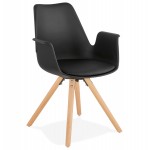 Scandinavian design chair with ARUM feet natural-coloured wooden foot restless (black)