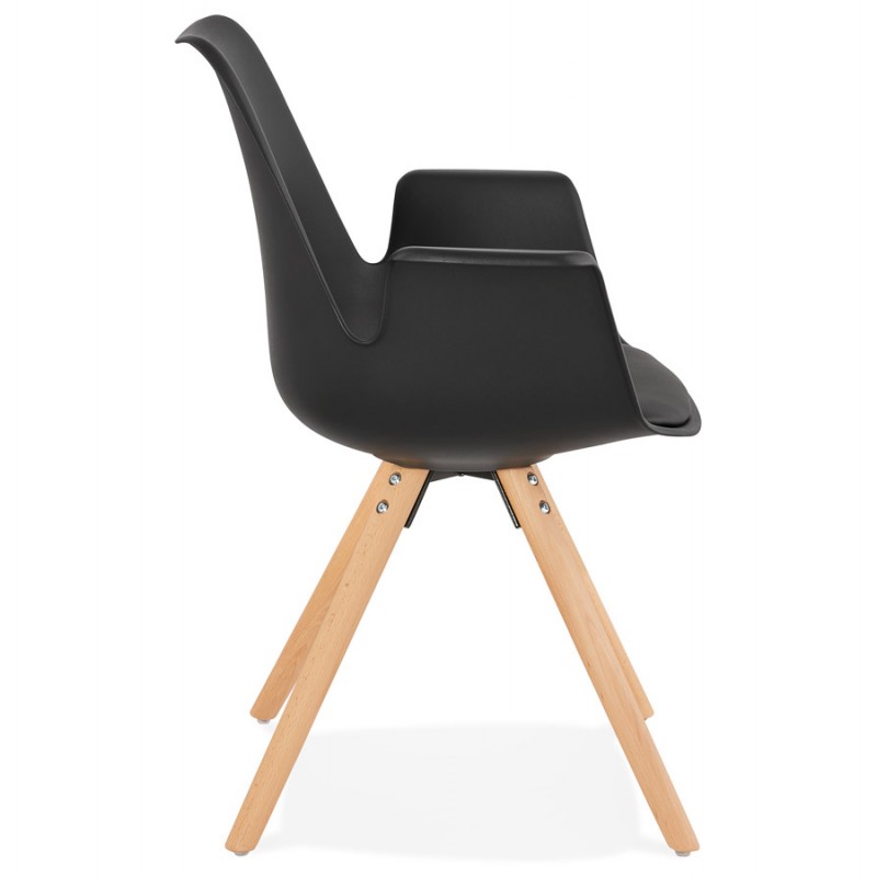 Chaise design scandinave avec accoudoirs ARUM pieds bois couleur naturelle (noir) - image 43296
