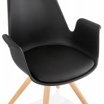Sedia di design scandinava con piedi ARUM piedi di colore naturale piede in legno inquieto (nero)