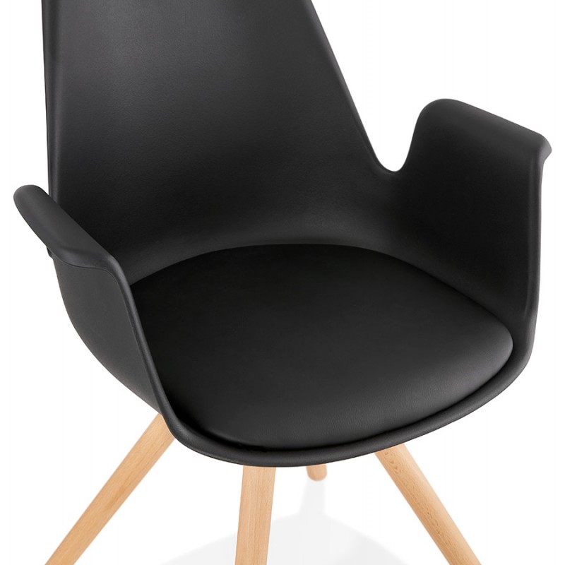 Silla de diseño escandinavo con pies ARUM pie de madera de color natural inquieto (negro) - image 43299