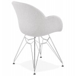 TOM Industrie-Stil Design Stuhl aus Chrom Metall Fußstoff (hellgrau)