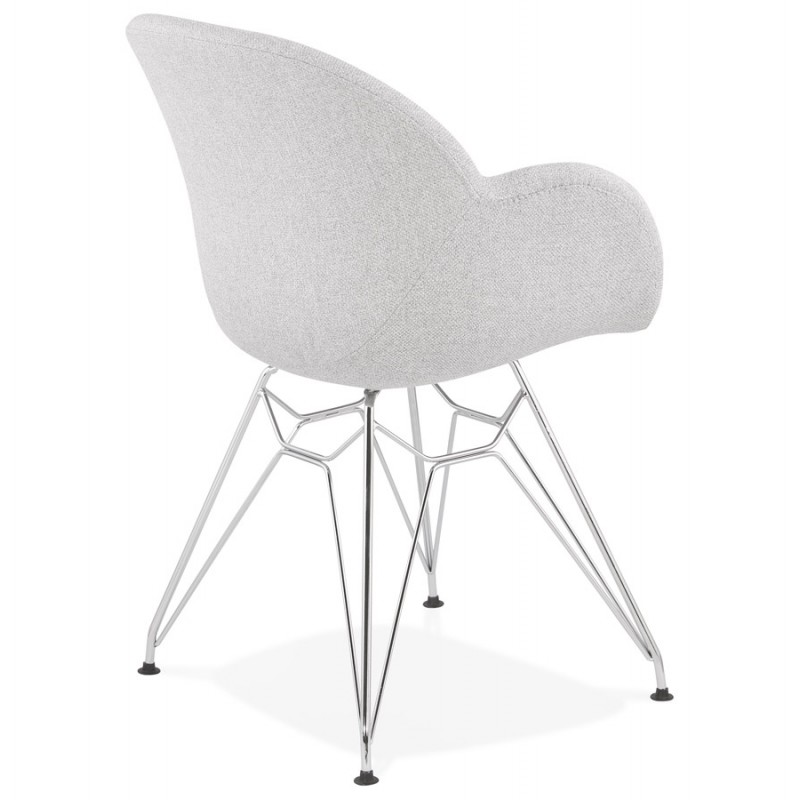 TOM Industrie-Stil Design Stuhl aus Chrom Metall Fußstoff (hellgrau) - image 43393
