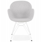 TOM industrial style design chair in white painted metal fabric (light grey)