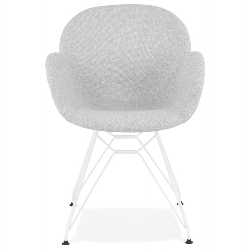 TOM industrial style design chair in white painted metal fabric (light grey) - image 43403
