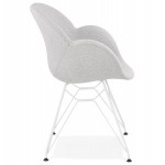 TOM industrial style design chair in white painted metal fabric (light grey)