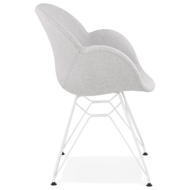 TOM industrial style design chair in white painted metal fabric (light grey) - image 43404