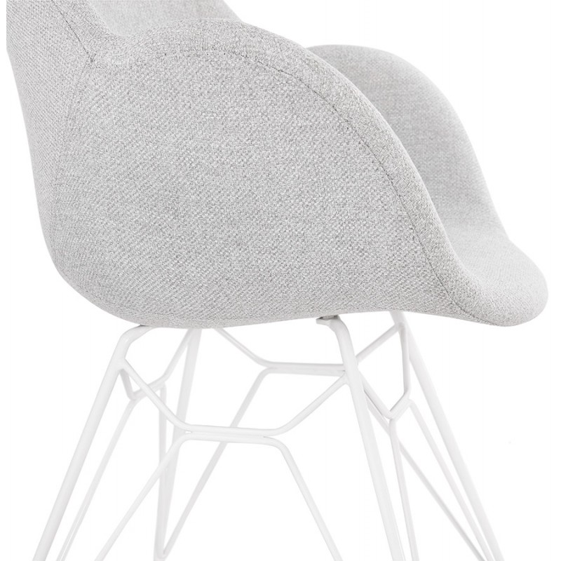 Sedia di design in stile industriale TOM in tessuto metallico bianco dipinto (grigio chiaro) - image 43409
