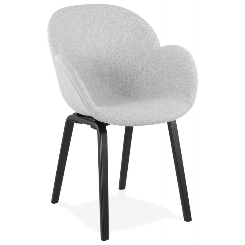 Chaise design scandinave avec accoudoirs CALLA en tissu pieds couleur noire (gris clair) - image 43425