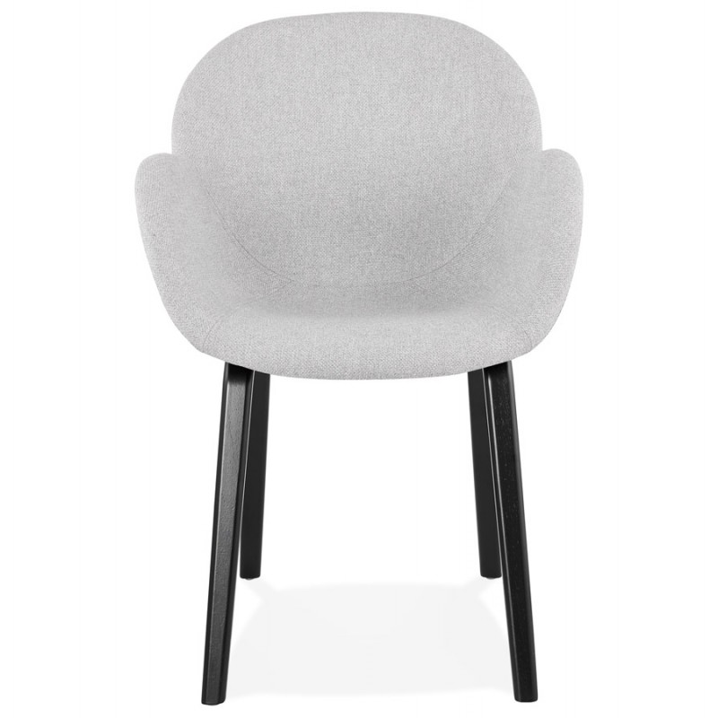 Chaise design scandinave avec accoudoirs CALLA en tissu pieds couleur noire (gris clair) - image 43426