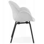 Scandinavian design chair with CALLA armrests in black foot fabric (light grey)