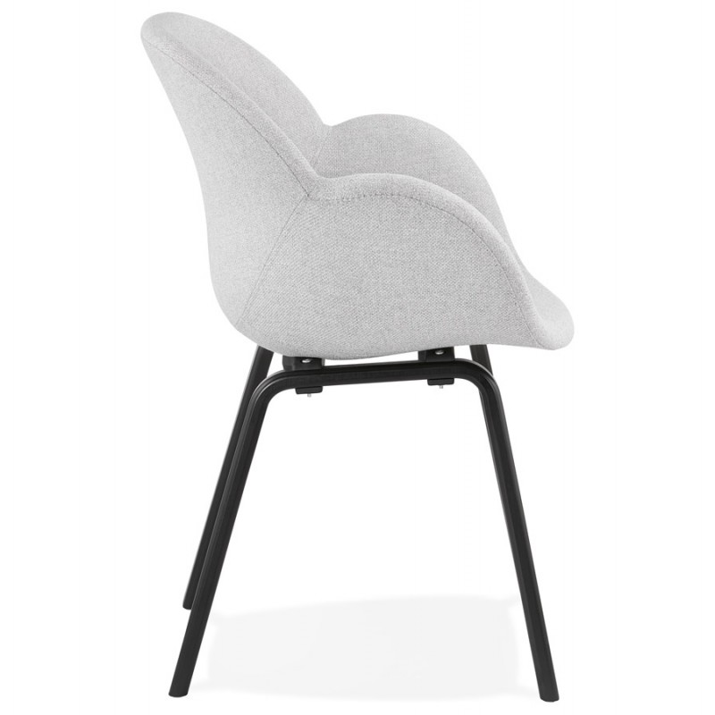Chaise design scandinave avec accoudoirs CALLA en tissu pieds couleur noire (gris clair) - image 43427