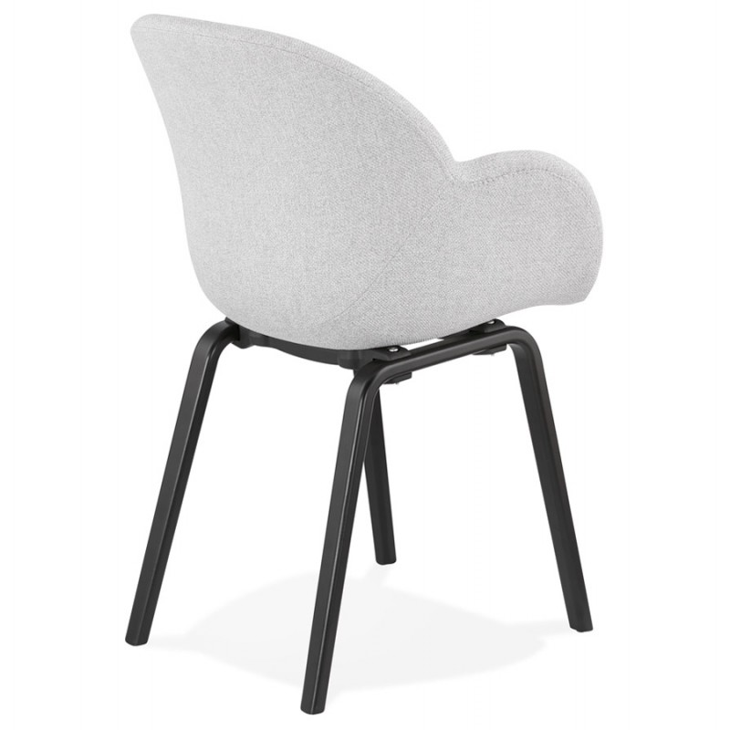 Chaise design scandinave avec accoudoirs CALLA en tissu pieds couleur noire (gris clair) - image 43428
