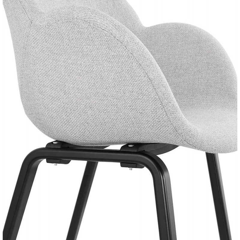 Chaise design scandinave avec accoudoirs CALLA en tissu pieds couleur noire (gris clair) - image 43432