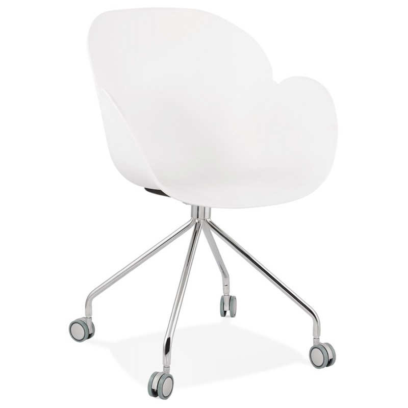 SORBIER desk chair on wheels in polypropylene chrome metal feet (white) - image 43460