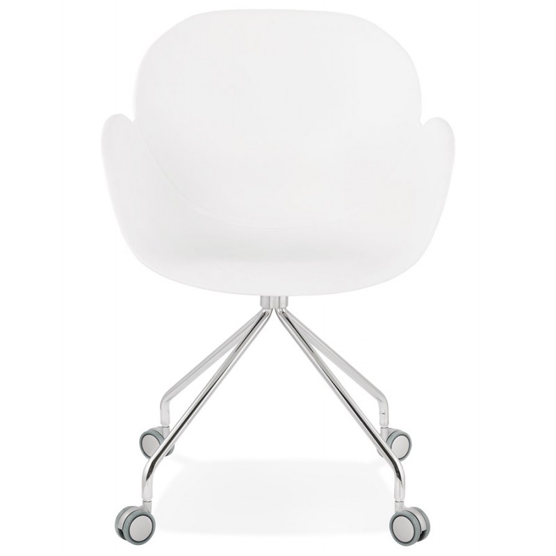 SORBIER desk chair on wheels in polypropylene chrome metal feet (white) - image 43461