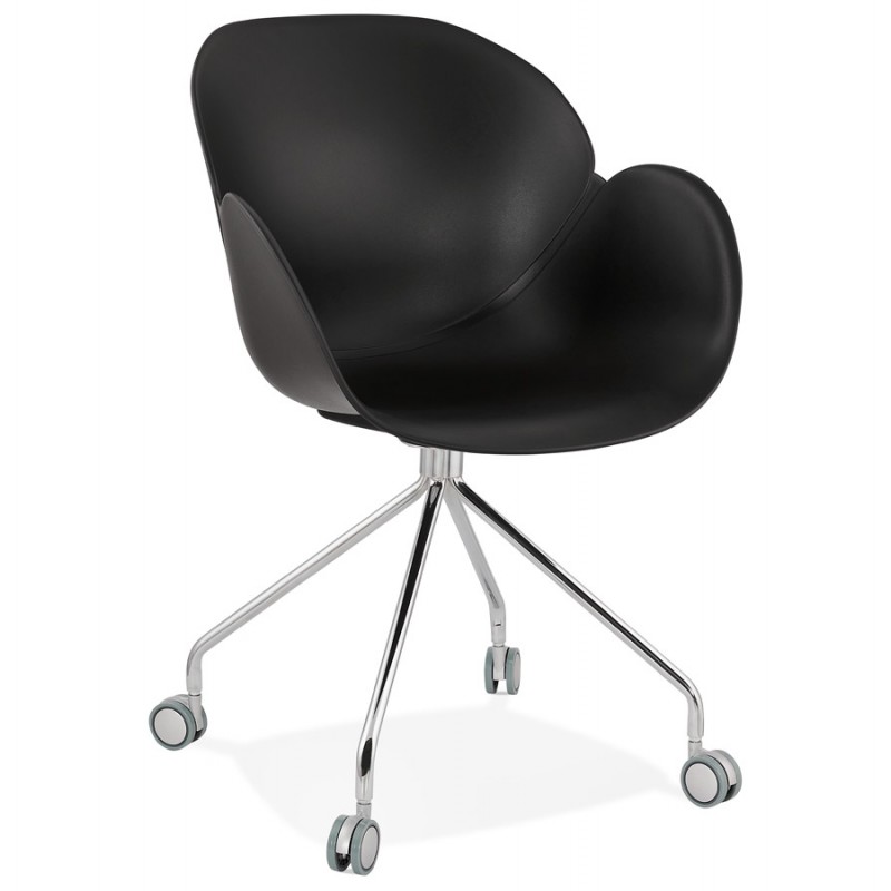 SORBIER desk chair on wheels in polypropylene chrome metal feet (black) - image 43469