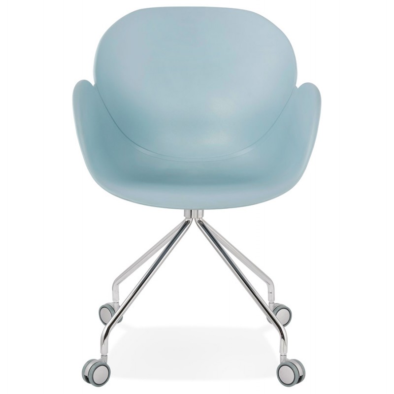 SORBIER desk chair on wheels in polypropylene chrome metal feet (sky blue) - image 43479