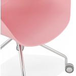 Sedia da tavolo SORBIER su ruote in piede in metallo cromato in polipropilene (rosa)