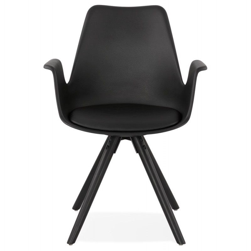 Skandinavischer Designstuhl mit ARUM schwarz gefärbten Holzfußarmlehnen (schwarz) - image 43525