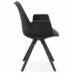 Chaise design scandinave avec accoudoirs ARUM pieds bois couleur noire (noir)