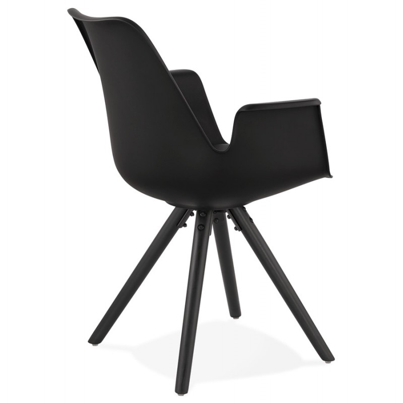 Scandinavian design chair with ARUM black-colored wooden foot armrests (black) - image 43527
