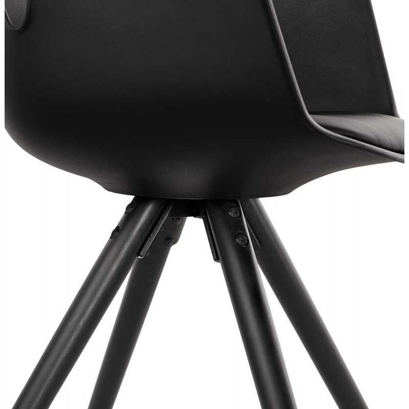 Scandinavian design chair with ARUM black-colored wooden foot armrests (black) - image 43530