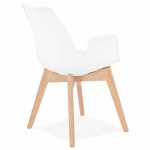 Chaise design scandinave avec accoudoirs KALLY pieds bois couleur naturelle (blanc)