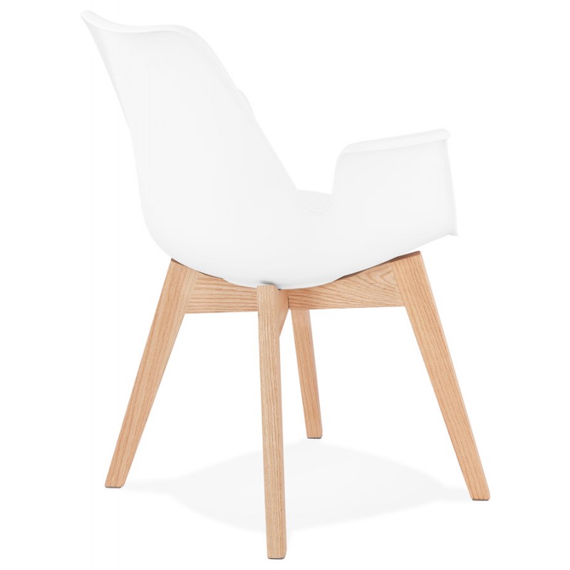 Chaise design scandinave avec accoudoirs KALLY pieds bois couleur naturelle (blanc) - image 43536
