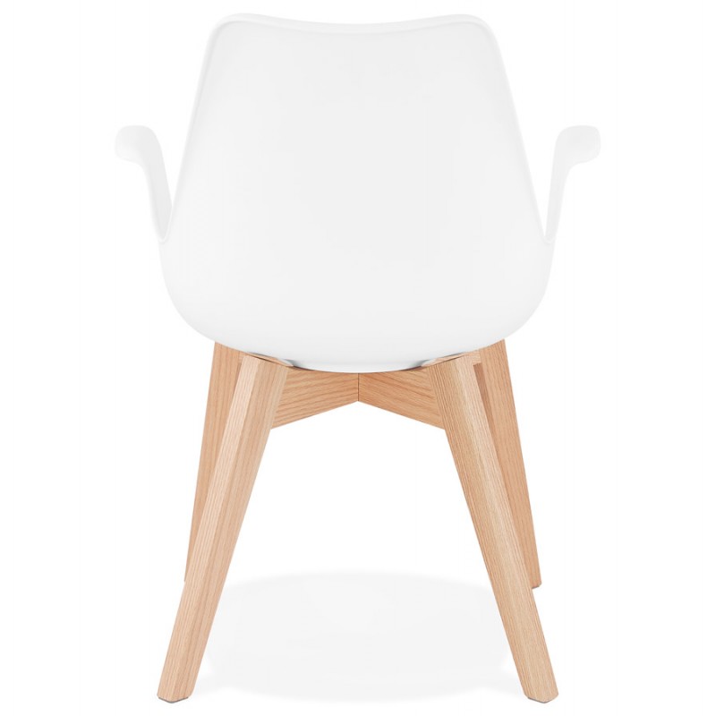 Chaise design scandinave avec accoudoirs KALLY pieds bois couleur naturelle (blanc) - image 43537