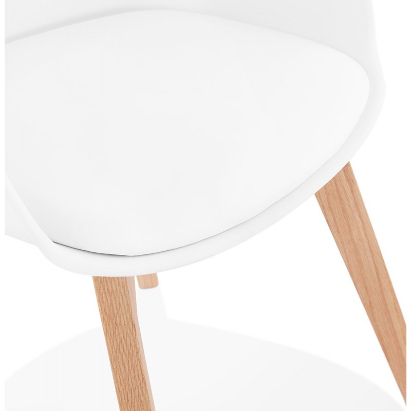 Chaise design scandinave avec accoudoirs KALLY pieds bois couleur naturelle (blanc) - image 43538