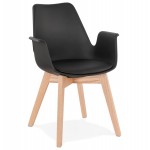 Skandinavischer Designstuhl mit KALLY Füßen Naturfarbenholz (schwarz)