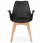 Chaise design scandinave avec accoudoirs KALLY pieds bois couleur naturelle (noir)