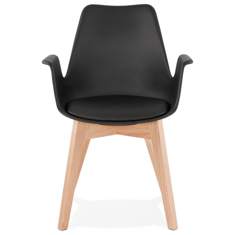 Chaise design scandinave avec accoudoirs KALLY pieds bois couleur naturelle (noir) - image 43543