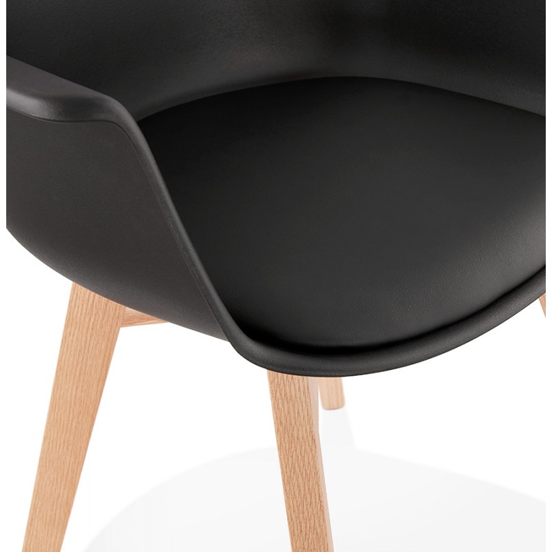 Chaise design scandinave avec accoudoirs KALLY pieds bois couleur naturelle (noir) - image 43548