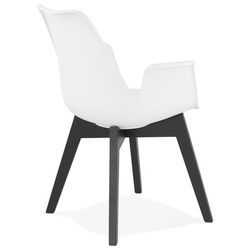 Chaise design scandinave avec accoudoirs KALLY pieds bois couleur noire (blanc) - image 43555