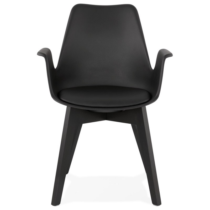 Chaise design scandinave avec accoudoirs KALLY pieds bois couleur noire (noir) - image 43564