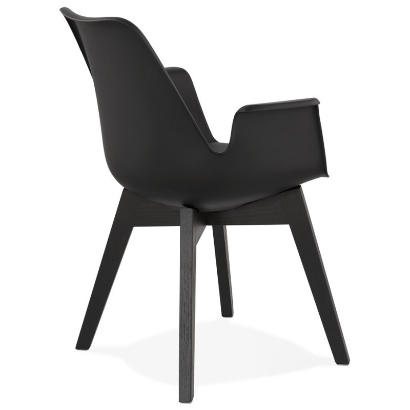 Chaise design scandinave avec accoudoirs KALLY pieds bois couleur noire (noir) - image 43566