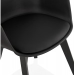 Chaise design scandinave avec accoudoirs KALLY pieds bois couleur noire (noir)