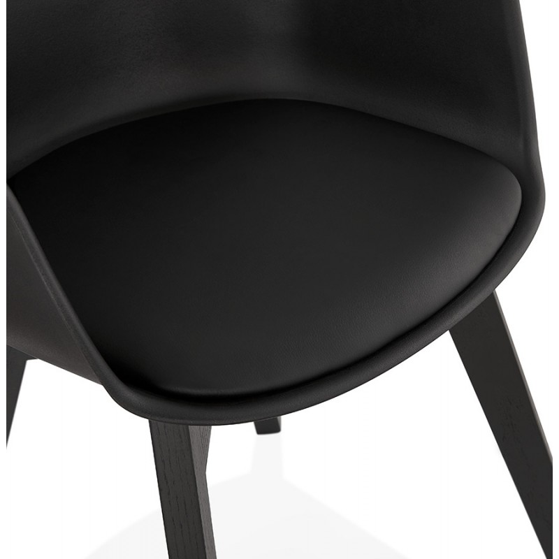 Chaise design scandinave avec accoudoirs KALLY pieds bois couleur noire (noir) - image 43568