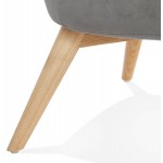 Fauteuil design YASUO en velours pieds bois couleur naturelle (gris)
